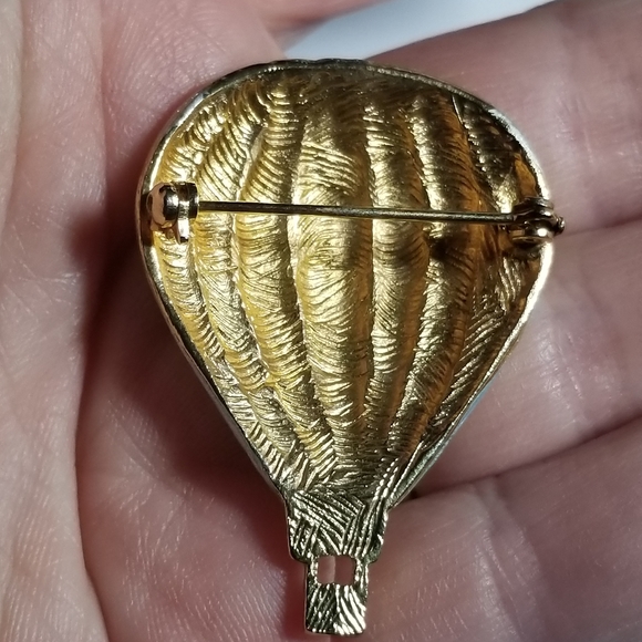 Relisted - Vintage hot air balloon brooch pastel pin flying jewelry - Picture 3 of 9